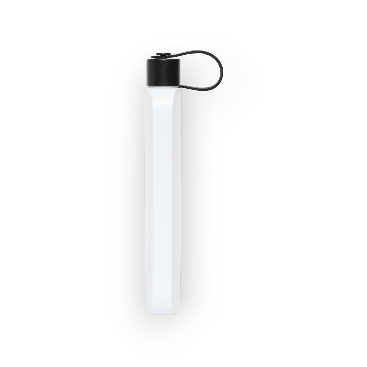 Arctic White DRNK Slim flat stainless steel water bottle, side view