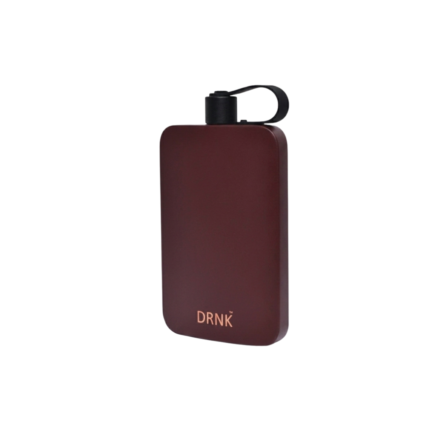 Truffle Peach DRNK Slim flat stainless steel water bottle, angled view