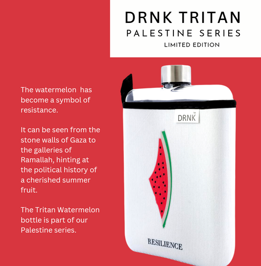 Palestine Series. Limited Edition Watermelon sleeves with flat water bottle. 500ml