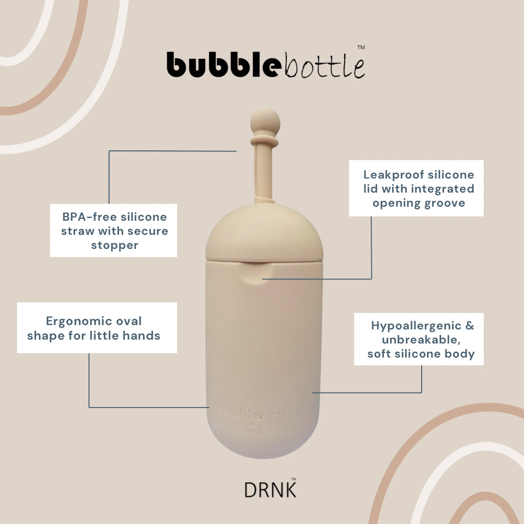 Bubblebottle Cream - Silicon kids water bottle  (350 ml)