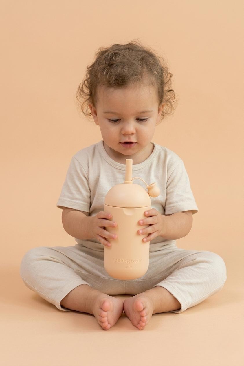 Bubblebottle Cream - Silicone Kids Water Bottle (12oz / 350ml)