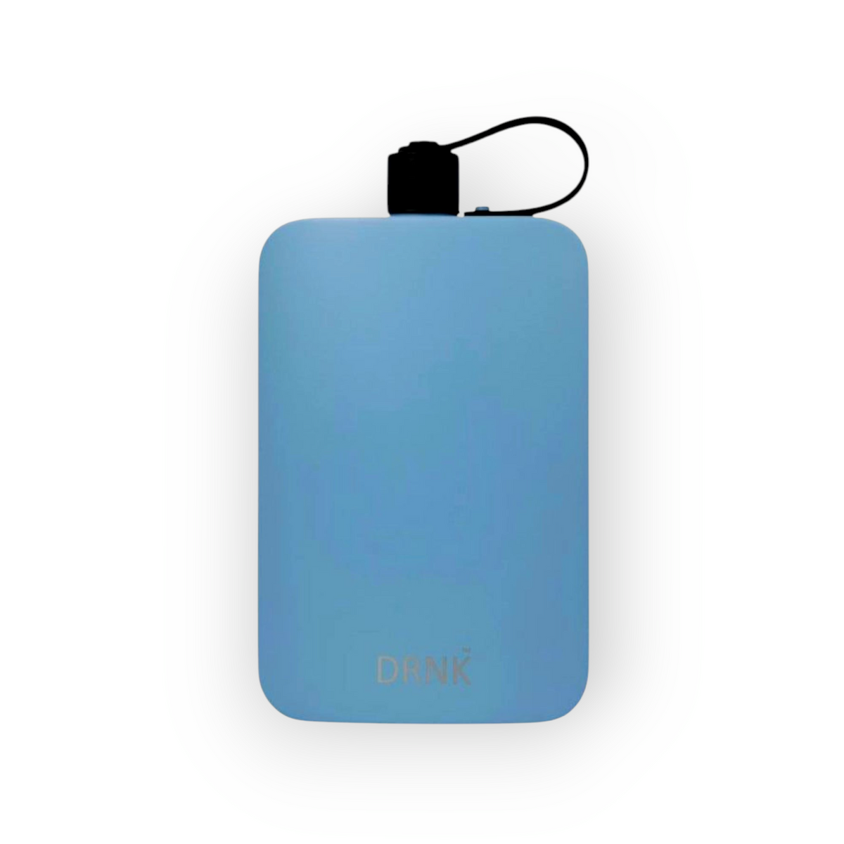 Azure DRNK Slim flat stainless steel water bottle, front view
