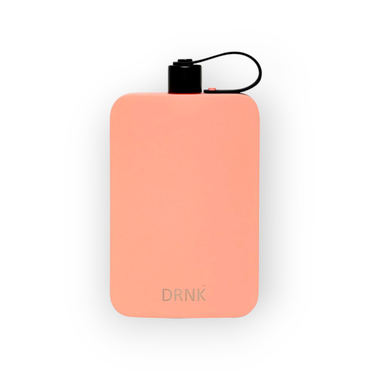 Coral Pink DRNK Slim flat stainless steel water bottle, front view
