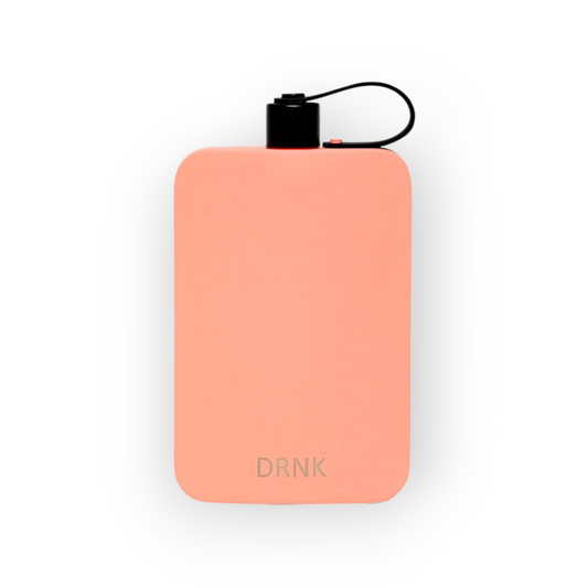 Coral Pink DRNK Slim flat stainless steel water bottle, front view