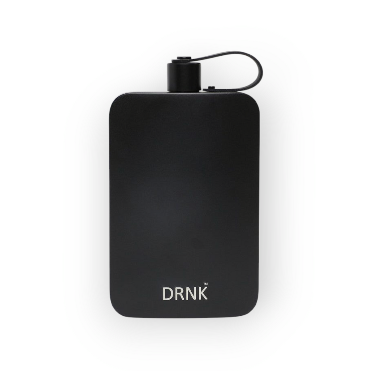 Graphite Black DRNK Slim flat stainless steel water bottle, front view