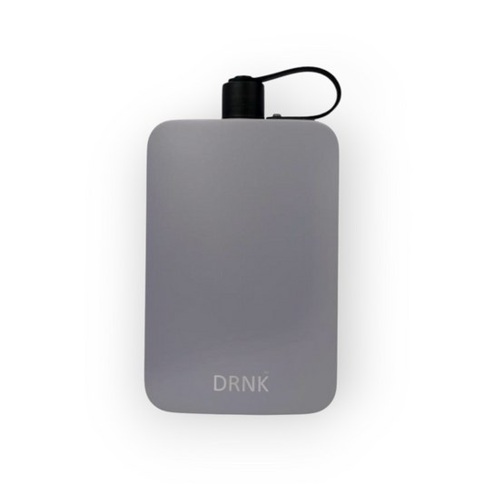 Gunmetal Grey DRNK Slim flat stainless steel water bottle, front view